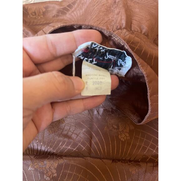 Vintage 70s satin  floral stencil‎ boho shift dresss with tie waist size xlarge - Picture 7 of 9